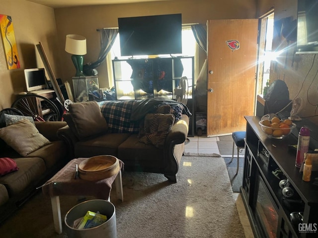 view of tiled living room