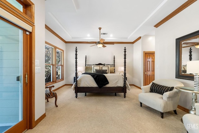 bedroom featuring light carpet