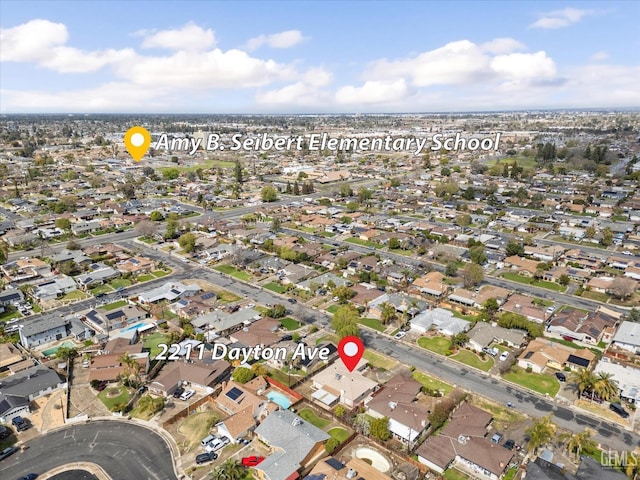 aerial view with a residential view