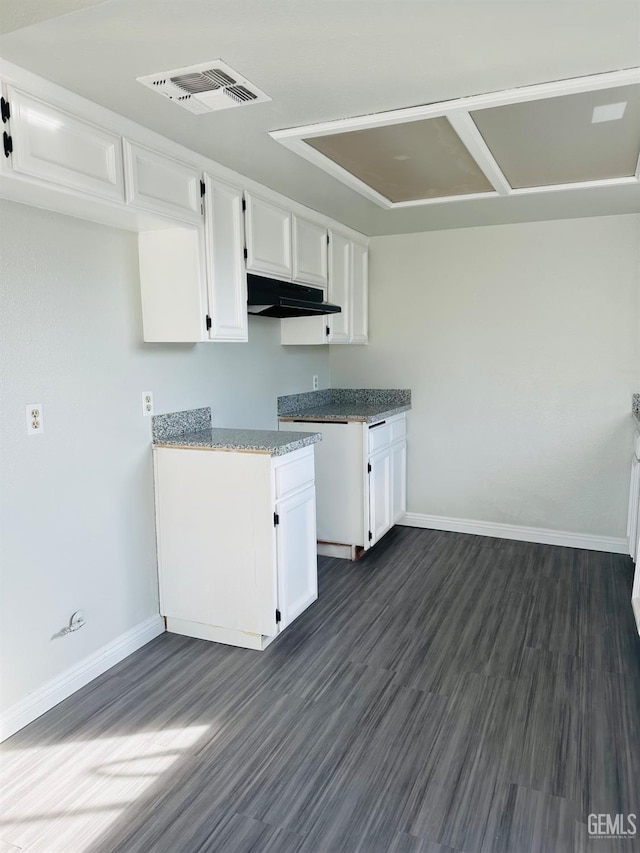 kitchen featuring dark hardwood / wood-style flooring and white cabinets