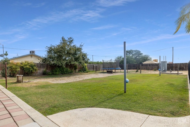 view of yard featuring a trampoline