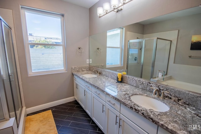 1850 Verdugo Ln, Bakersfield, CA 93312 - bathroom with a shower stall, double vanity, and a garden tub