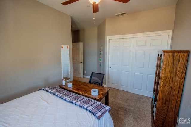 1850 Verdugo Ln, Bakersfield, CA 93312 - carpeted bedroom with a closet and ceiling fan