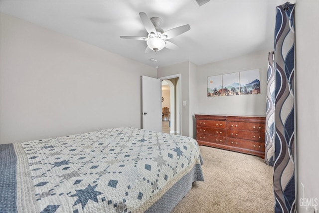3601 Villa Lante St, Bakersfield, CA 93308 - bedroom featuring carpet, ceiling fan, and arched walkways