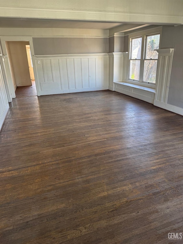 interior space with dark wood-style floors