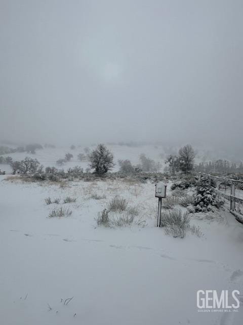 view of yard layered in snow