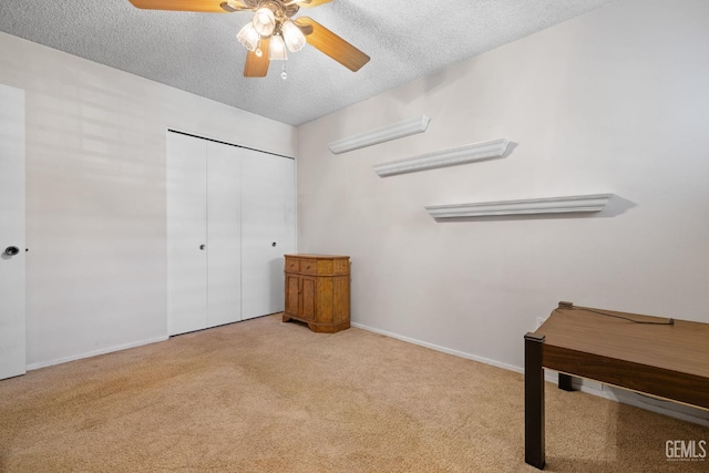3504 Elm St, Bakersfield, CA 93301 - unfurnished bedroom with a textured ceiling, carpet floors, baseboards, and a closet