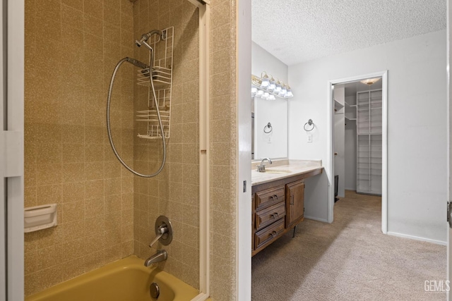 3504 Elm St, Bakersfield, CA 93301 - full bath with tub / shower combination, vanity, and a textured ceiling