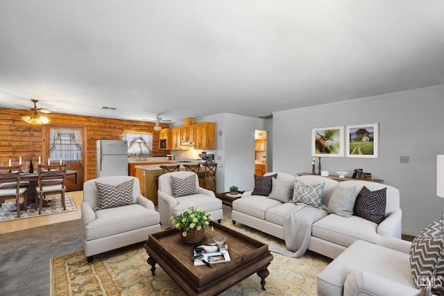 38579 Payne Way, Caliente, CA 93518 - living room with a ceiling fan and log walls