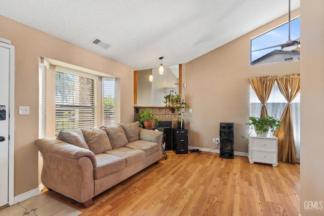 7800 Westfield Rd Unit 28, Bakersfield, CA 93309 - living area featuring vaulted ceiling, wood finished floors, and a textured ceiling