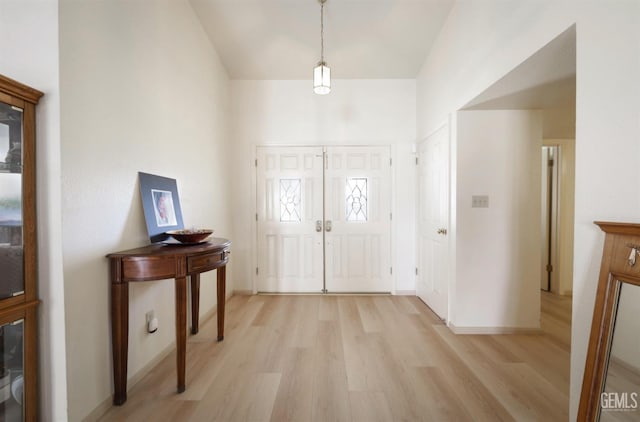 entrance foyer with light hardwood / wood-style floors