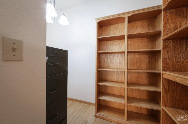 walk in closet featuring light hardwood / wood-style flooring