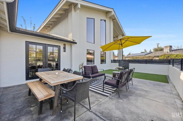 view of patio featuring an outdoor hangout area and french doors