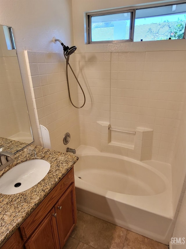 11511 Bay Meadows Ln, Bakersfield, CA 93312 - full bathroom featuring vanity, tub / shower combination, and tile patterned floors