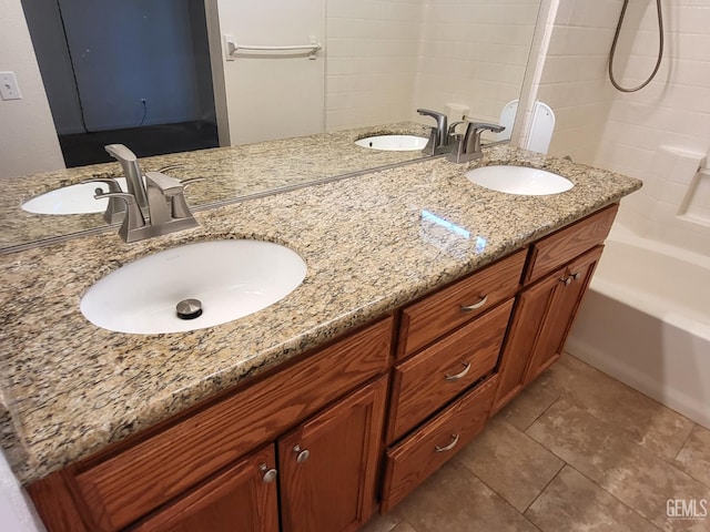 11511 Bay Meadows Ln, Bakersfield, CA 93312 - bathroom featuring double vanity and bathtub / shower combination