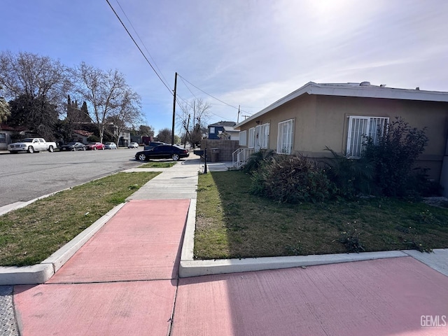 exterior space with sidewalks