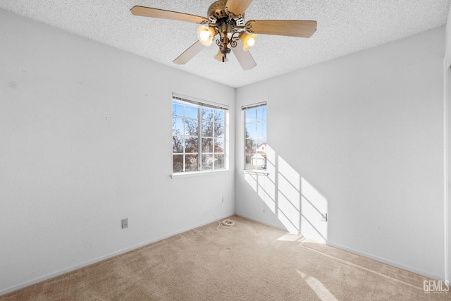 empty room featuring light colored carpet and a textured ceiling