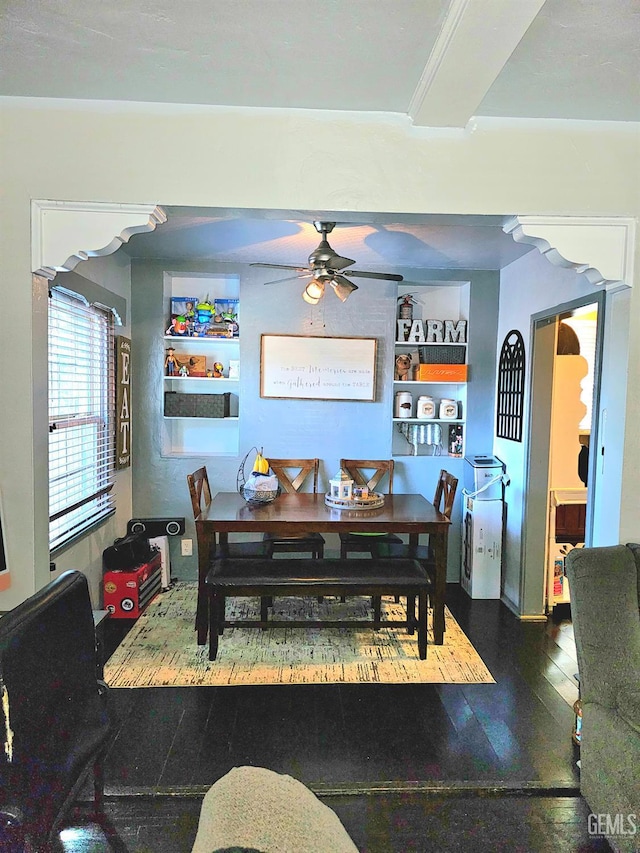 1806 Tulare St, Bakersfield, CA 93305 - dining room with a ceiling fan and wood finished floors