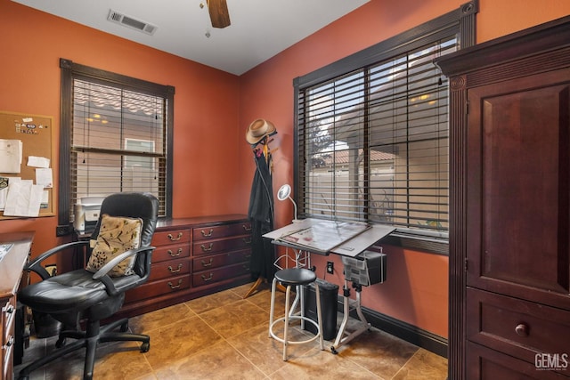 10114 Oporto Way, Bakersfield, CA 93306 - office space featuring a ceiling fan and light tile patterned flooring