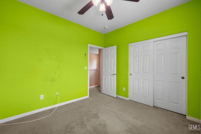 10114 Oporto Way, Bakersfield, CA 93306 - unfurnished bedroom with carpet floors, baseboards, a closet, and a ceiling fan