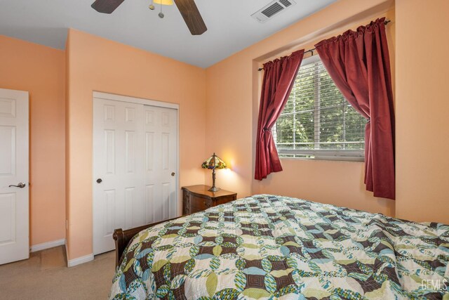 10114 Oporto Way, Bakersfield, CA 93306 - bedroom featuring carpet, a closet, and ceiling fan