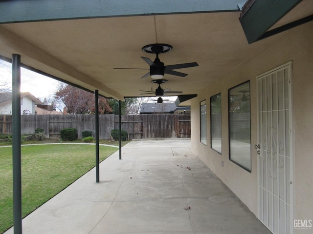 view of patio / terrace with ceiling fan