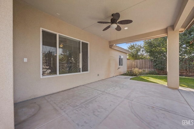 view of patio / terrace featuring ceiling fan