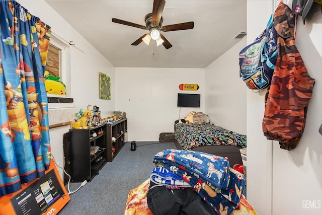bedroom with visible vents and ceiling fan