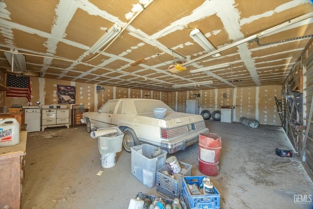 garage with a garage door opener