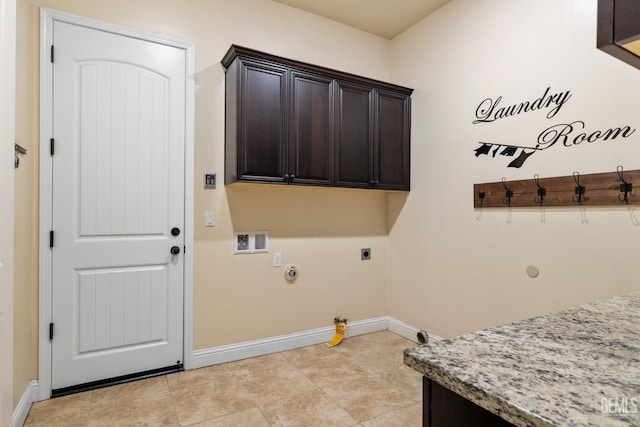 14822 Plumeria Ct, Bakersfield, CA 93314 - washroom with hookup for a gas dryer, cabinet space, baseboards, washer hookup, and electric dryer hookup