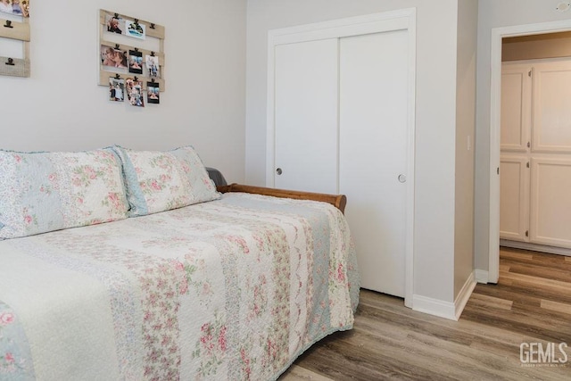 7116 Jolynn St, Bakersfield, CA 93308 - bedroom featuring wood finished floors, baseboards, and a closet