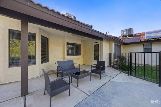 view of patio featuring cooling unit and an outdoor hangout area