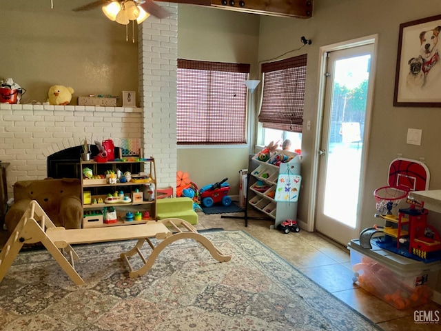 2304 Mountain Oak Rd, Bakersfield, CA 93311 - playroom with a ceiling fan and tile patterned floors