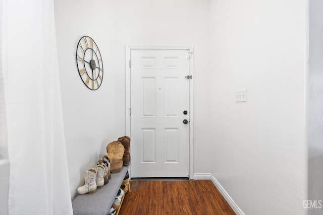 doorway featuring dark wood-type flooring