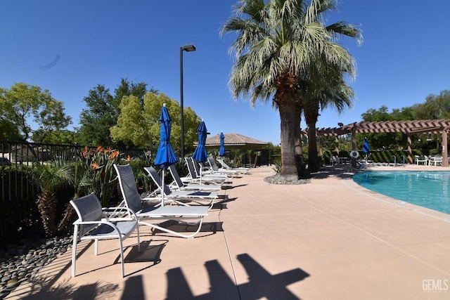 5712 Wisteria Valley Rd, Bakersfield, CA 93306 - community pool with a pergola, fence, and a patio
