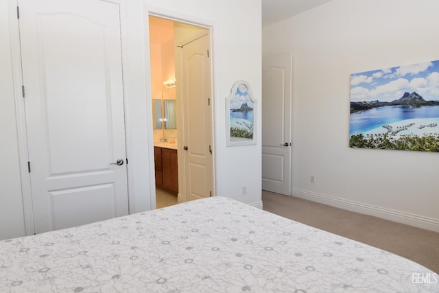 5712 Wisteria Valley Rd, Bakersfield, CA 93306 - bedroom featuring baseboards, ensuite bathroom, and carpet floors