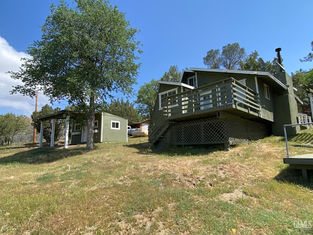 4700 Caliente Bodfish Rd, Caliente, CA 93518 - view of green lawn featuring a wooden deck