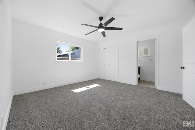 164 Rodriguez Ave, Shafter, CA 93263 - unfurnished bedroom with carpet flooring, a closet, and a ceiling fan