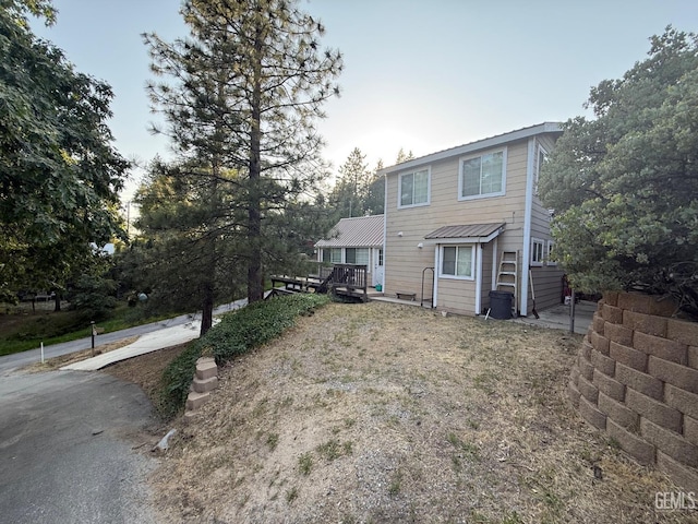45864 Upndown Rd, Posey, CA 93260 - view of front of property with metal roof and a wooden deck