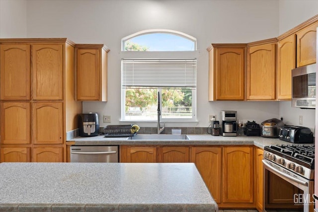 22940 Fast Ct, Bakersfield, CA 93314 - kitchen featuring appliances with stainless steel finishes, plenty of natural light, and light countertops