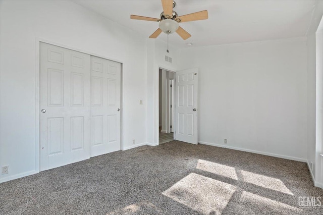 22940 Fast Ct, Bakersfield, CA 93314 - unfurnished bedroom featuring carpet flooring, a closet, and a ceiling fan