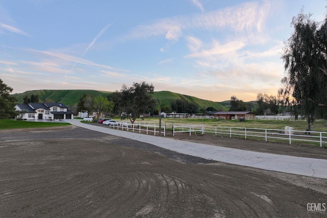 exterior space with a rural view