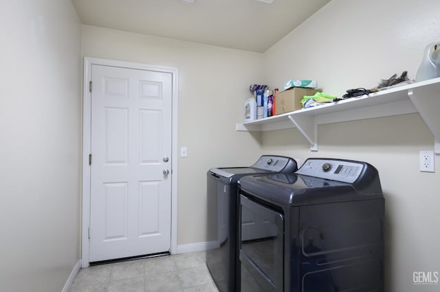 7215 Pine Flat Dr, Bakersfield, CA 93311 - laundry room with separate washer and dryer, baseboards, and light tile patterned flooring