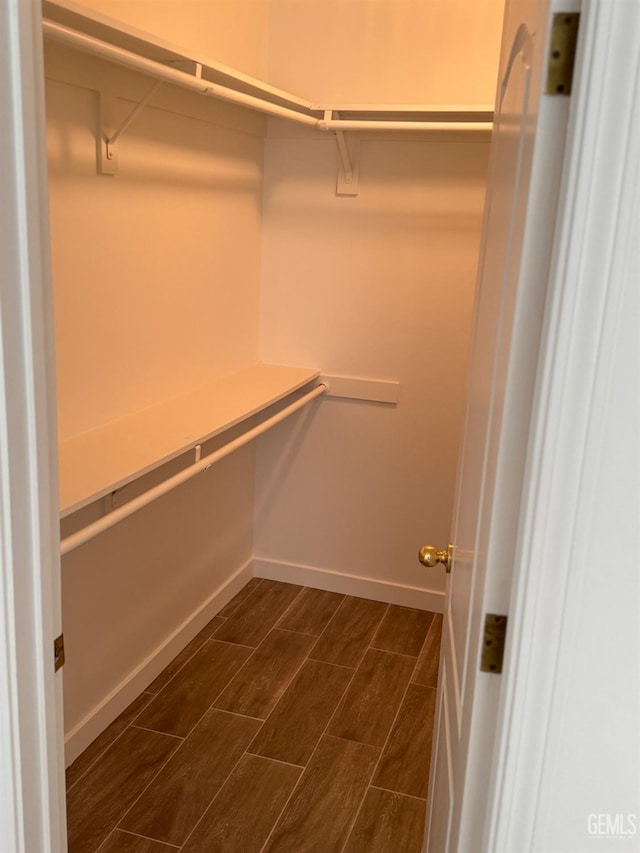 walk in closet featuring wood tiled floor