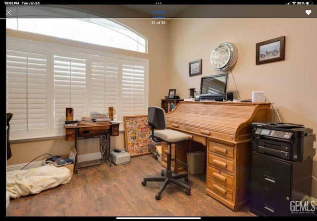 office space featuring wood-type flooring