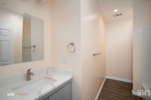 428 Center St Unit A, Taft, CA 93268 - bathroom featuring vanity and wood finished floors