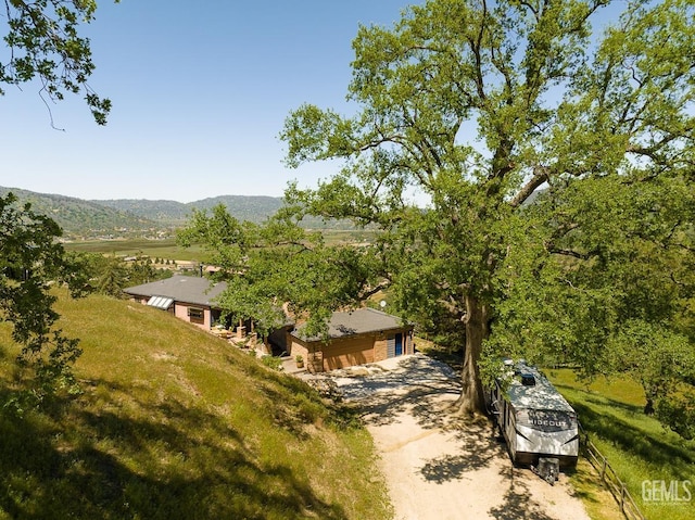 aerial view featuring a mountain view