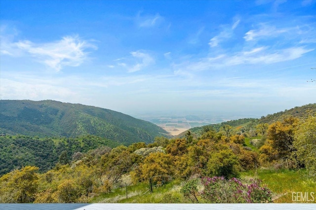 property view of mountains with a wooded view