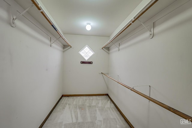 walk in closet featuring light carpet