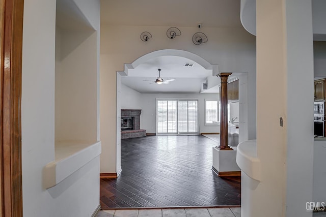 interior space with decorative columns